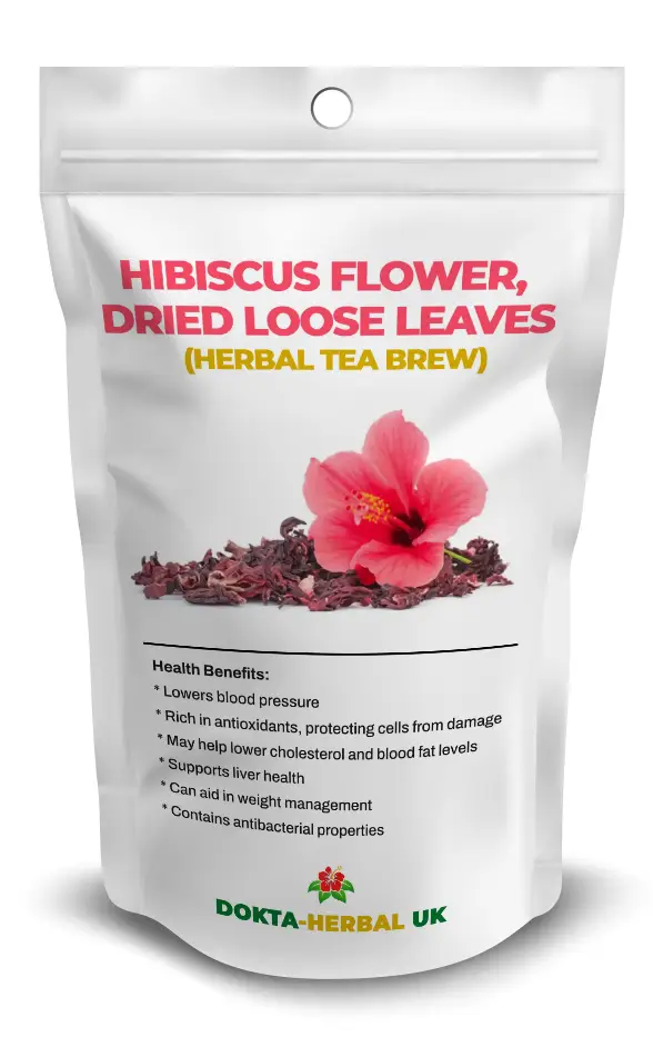 HIBISCUS Flowers, Dried Loose Leaf Dokta Herbal UK